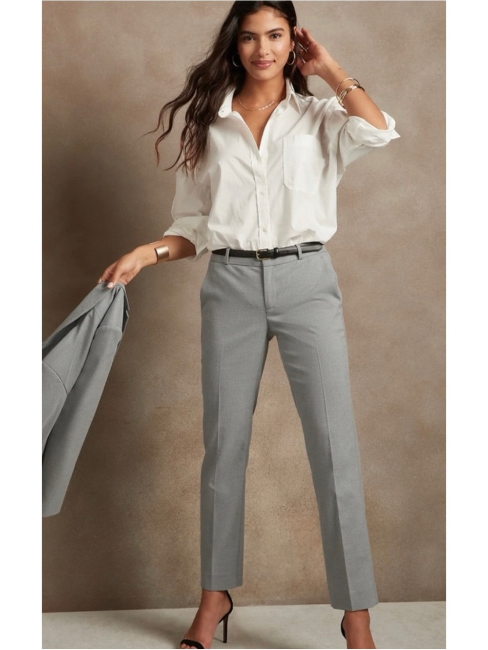 NWT Banana Republic Ryan Straight Pant Size 6 Petite Gray Business Trousers 28”
